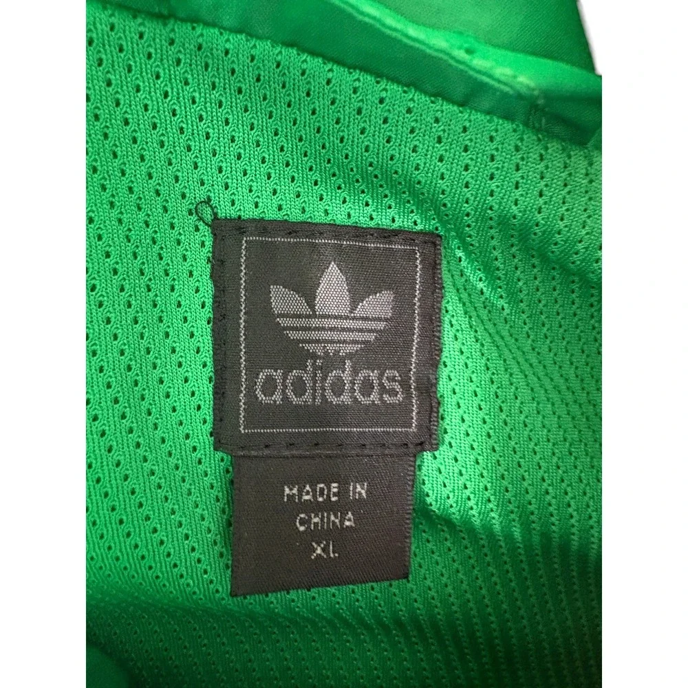 Adidas Windbreaker Jacket Mens XL Green Navy Colorblock Waterproof Hooded Zip-Up